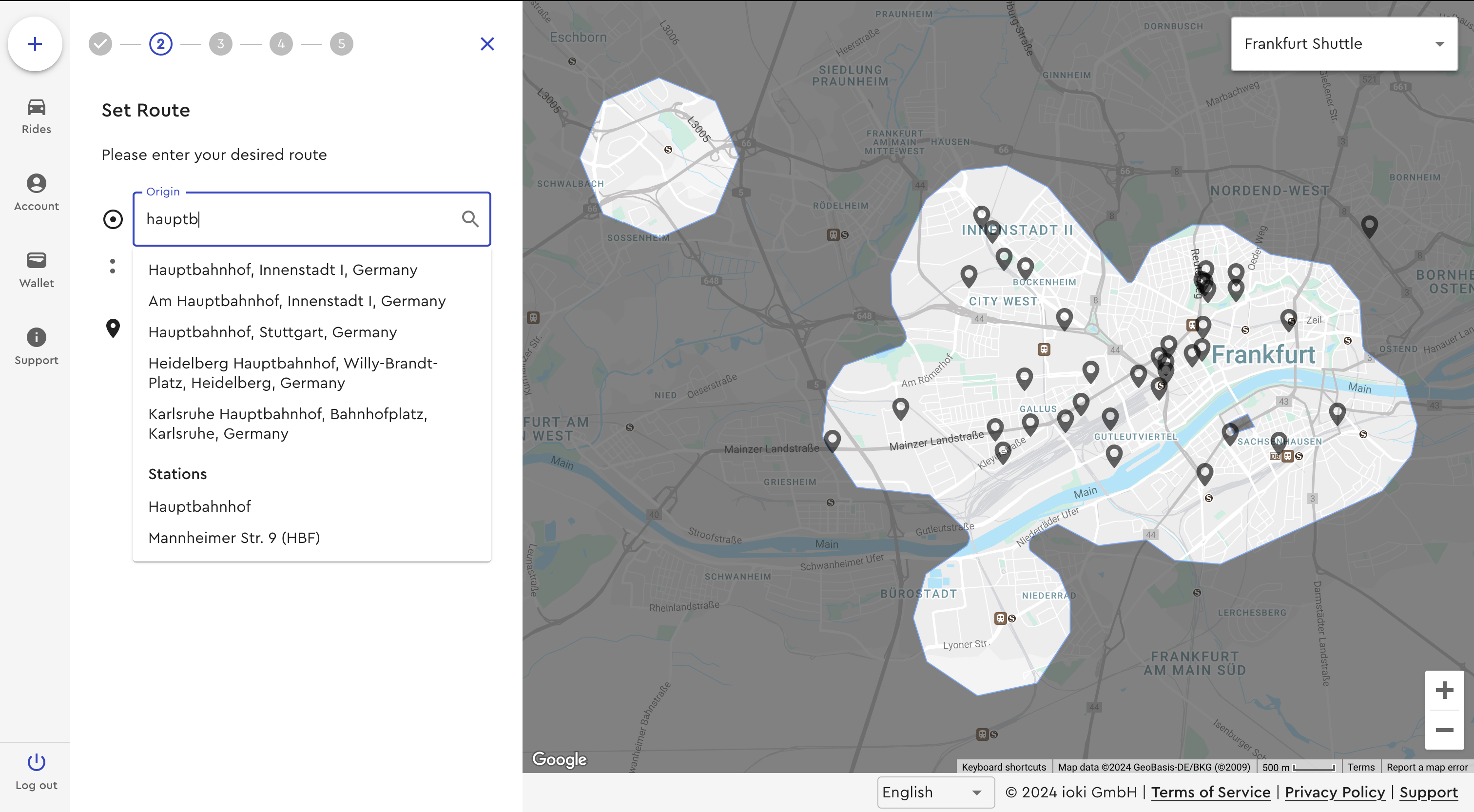 Stations within web booking