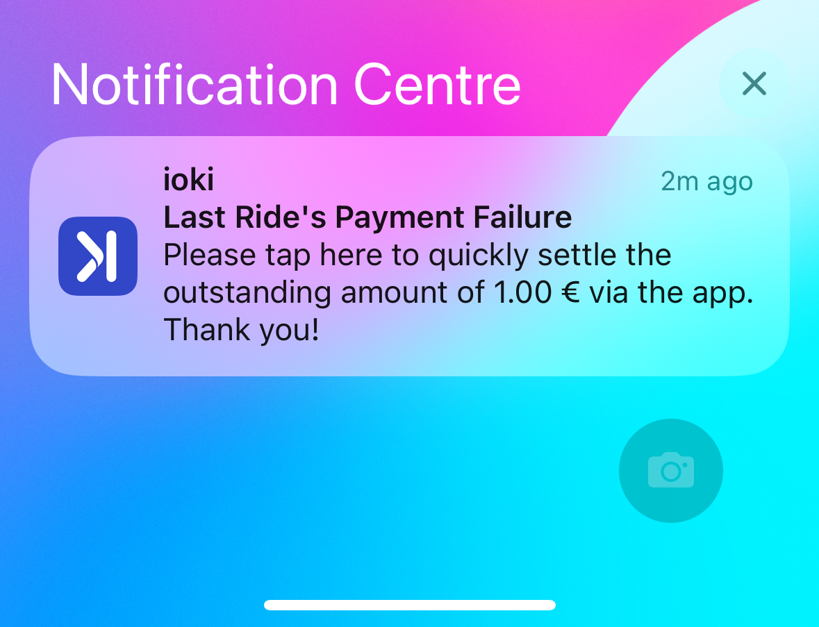 Notification about outstanding payment