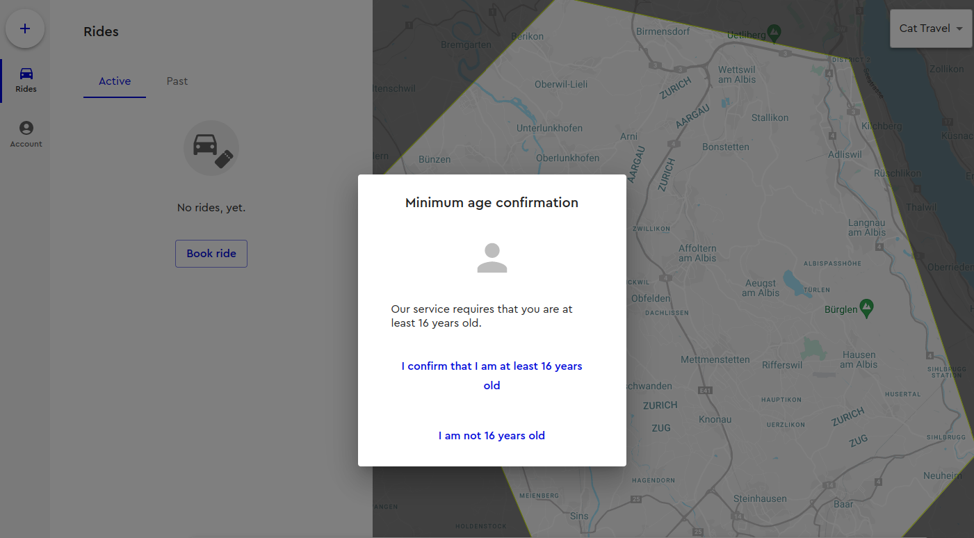 Check minimum age dialog in webbooking