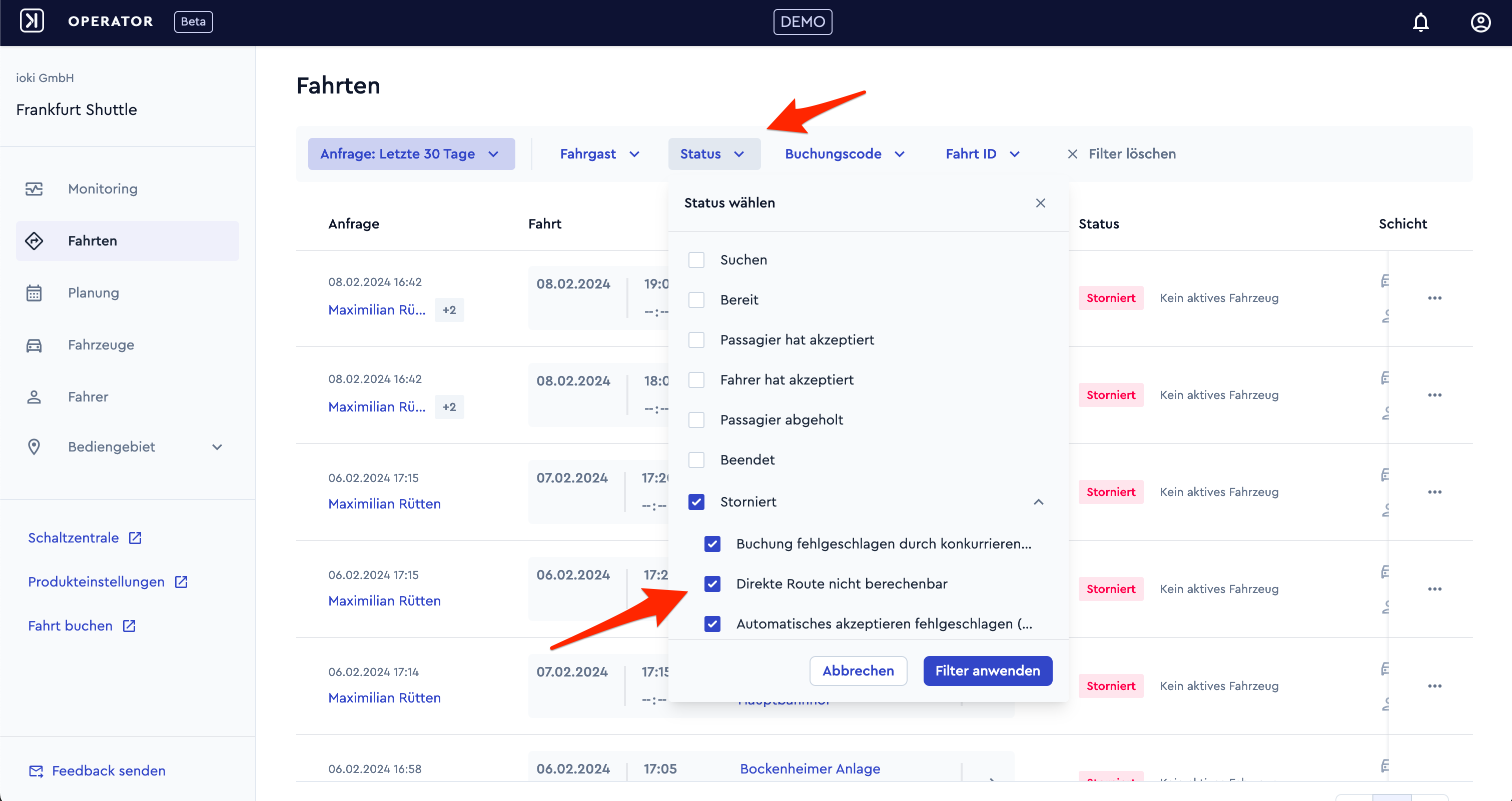 Cancellation Reasons Filter